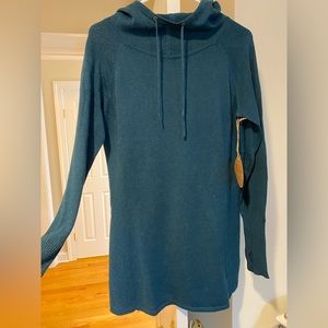 Dakini hooded sweater tunic. Teal (first 2 pics represent color) M. Never worn
